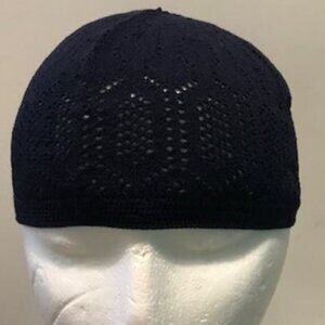 Turkish Knit Cotton Kufi Mercan Skull Cap Navy Blue